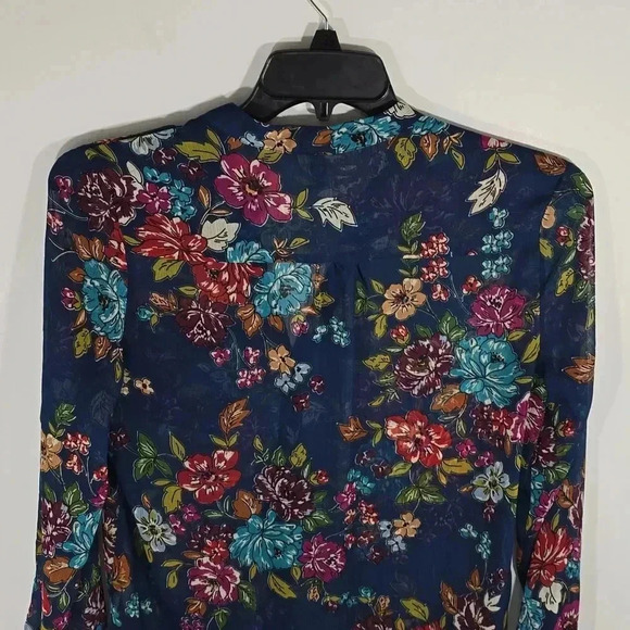 {Kut from the Kloth} Womens Floral Print Sheer Long Sleeve Blouse - Size Medium - Picture 12 of 14